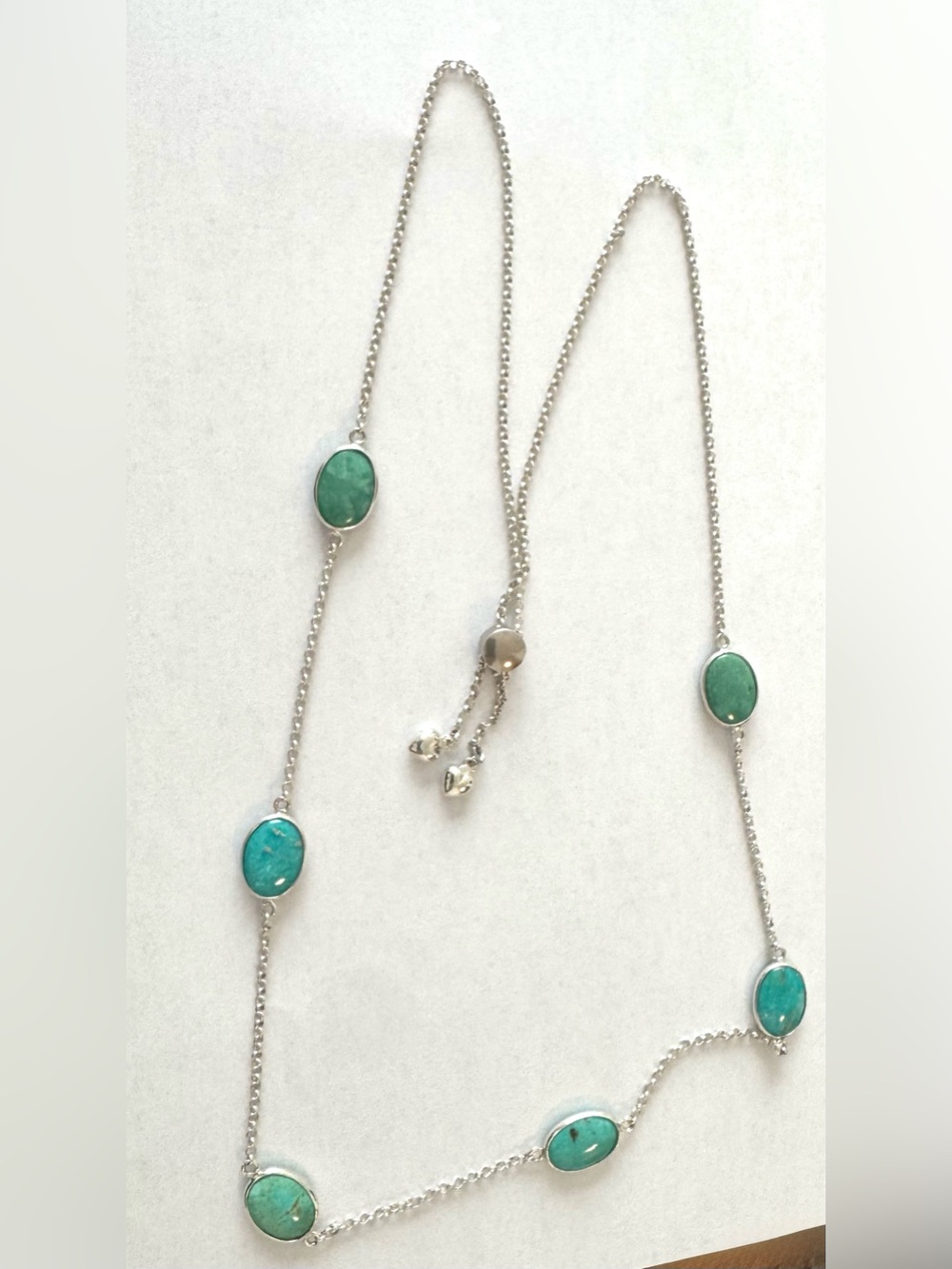 Vintage sterling silver and turquoise lariat style necklace